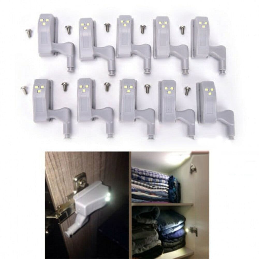 Picture of 1pcs Hinge LED Sensor Lights Under Cabinet Lights Inner Door Hinge LED Light Closet Cupboard Wardrobe Night Lights Warm White-White