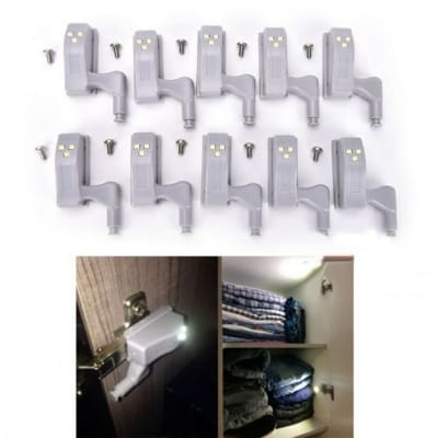 Picture of 1pcs Hinge LED Sensor Lights Under Cabinet Lights Inner Door Hinge LED Light Closet Cupboard Wardrobe Night Lights Warm White-White