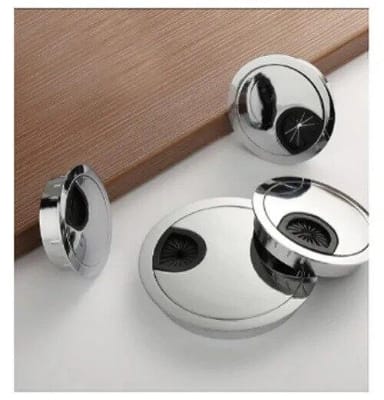 Picture of 60mm Stainless Steel Round Table Wire Hole Covers Outlet Port Computer PC Desk Cable Grommet Line Holder- 1pics-Silver
