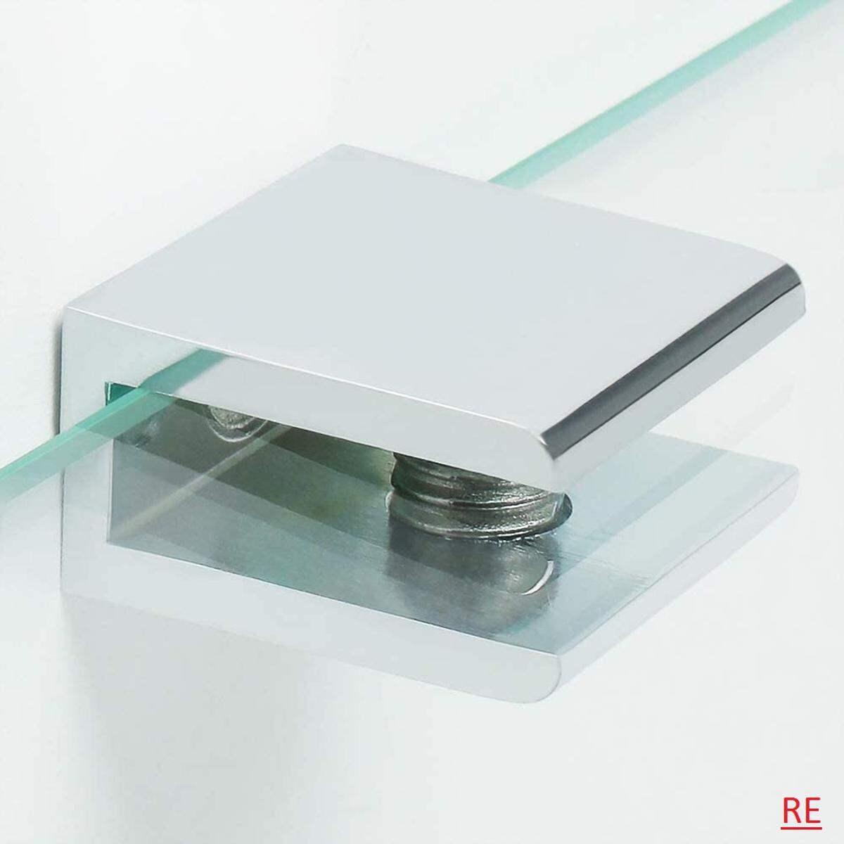 Picture of 2 Pis 8 To 10mm Square Shape Glass Shelf Clamp With Fixing Clip For Glass-Silver