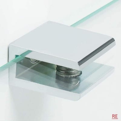 Picture of 2 Pis 8 To 10mm Square Shape Glass Shelf Clamp With Fixing Clip For Glass-Silver