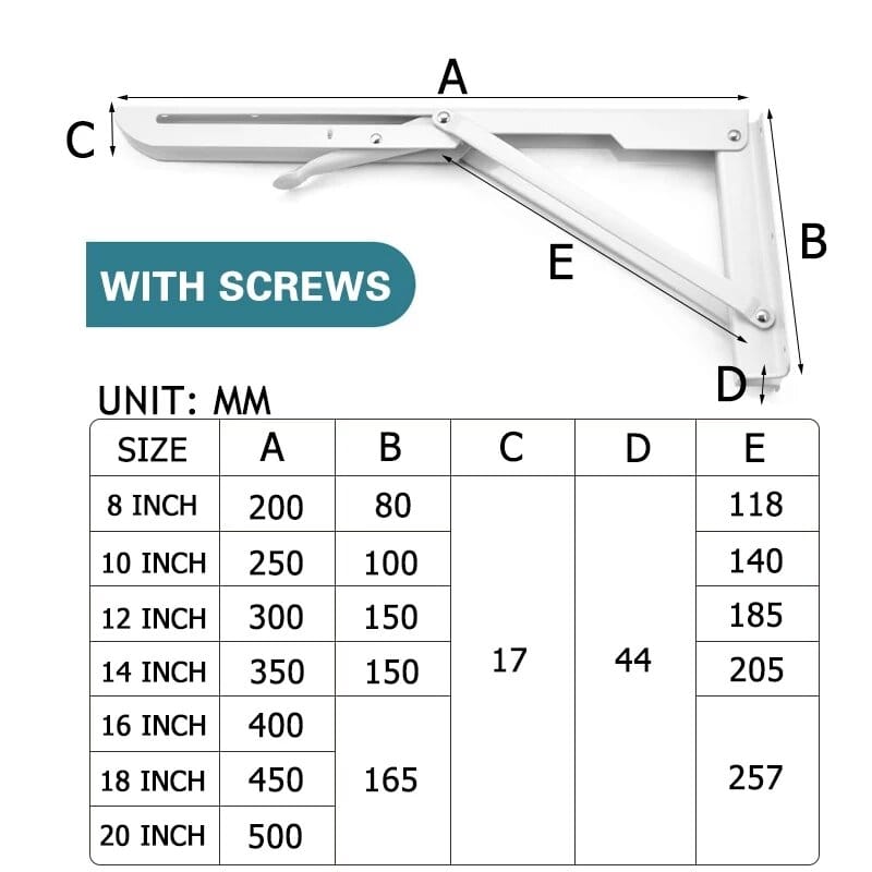 Picture of 14"(2ps=set)Adjustable Triangle Foldable Support Bracket-MHN-Silver