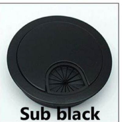 Picture of 60mm Stainless Steel Round Table Wire Hole Covers Outlet Port Computer PC Desk Cable Grommet Line Holder- 1pics-Black