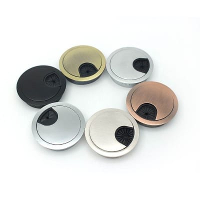 Picture of 60mm Stainless Steel Round Table Wire Hole Covers Outlet Port Computer PC Desk Cable Grommet Line Holder- 1pics-Black
