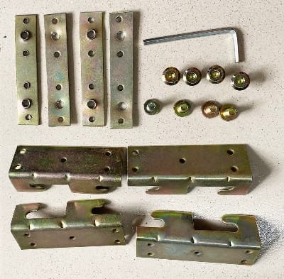 Picture of 1 set Furniture wood bed joint bracket fitting snap connectors MS Steel-Gold