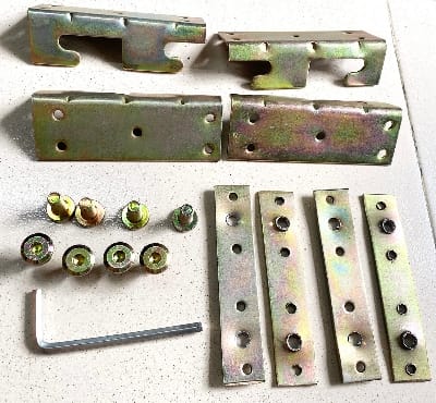 Picture of 1 set Furniture wood bed joint bracket fitting snap connectors MS Steel-Gold