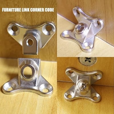 Picture of 2pcs Alloy Corner Brackets  Butterfly Support Connector Removable Fasteners Corner Code Right Angle Bracket-Silver