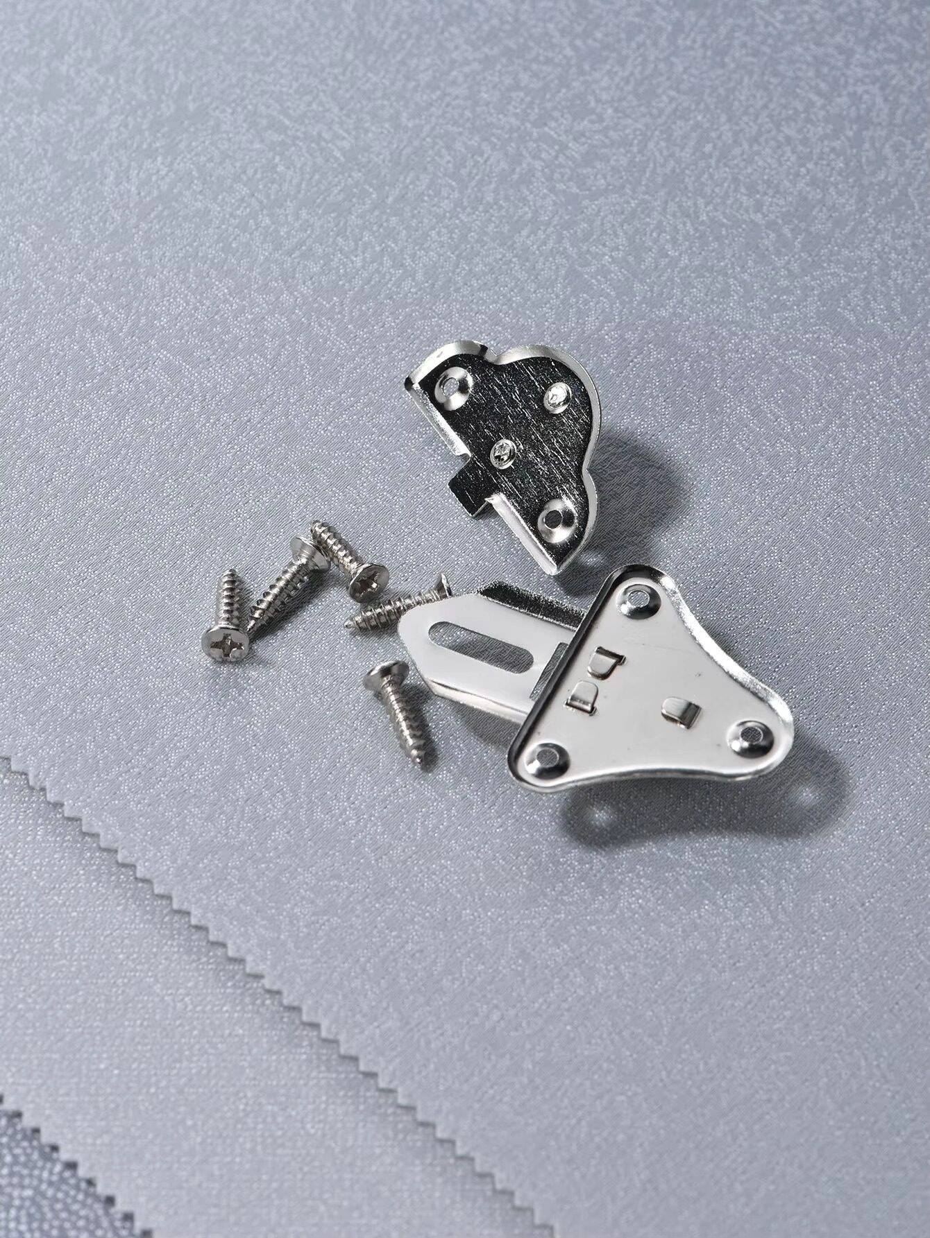 Picture of 2SET Jewelry Chest Gift Wine Wooden Box Case Toggle Latch Suitcase Hasp Hook Clasp Can Hold Lock Lockable with screws-Silver