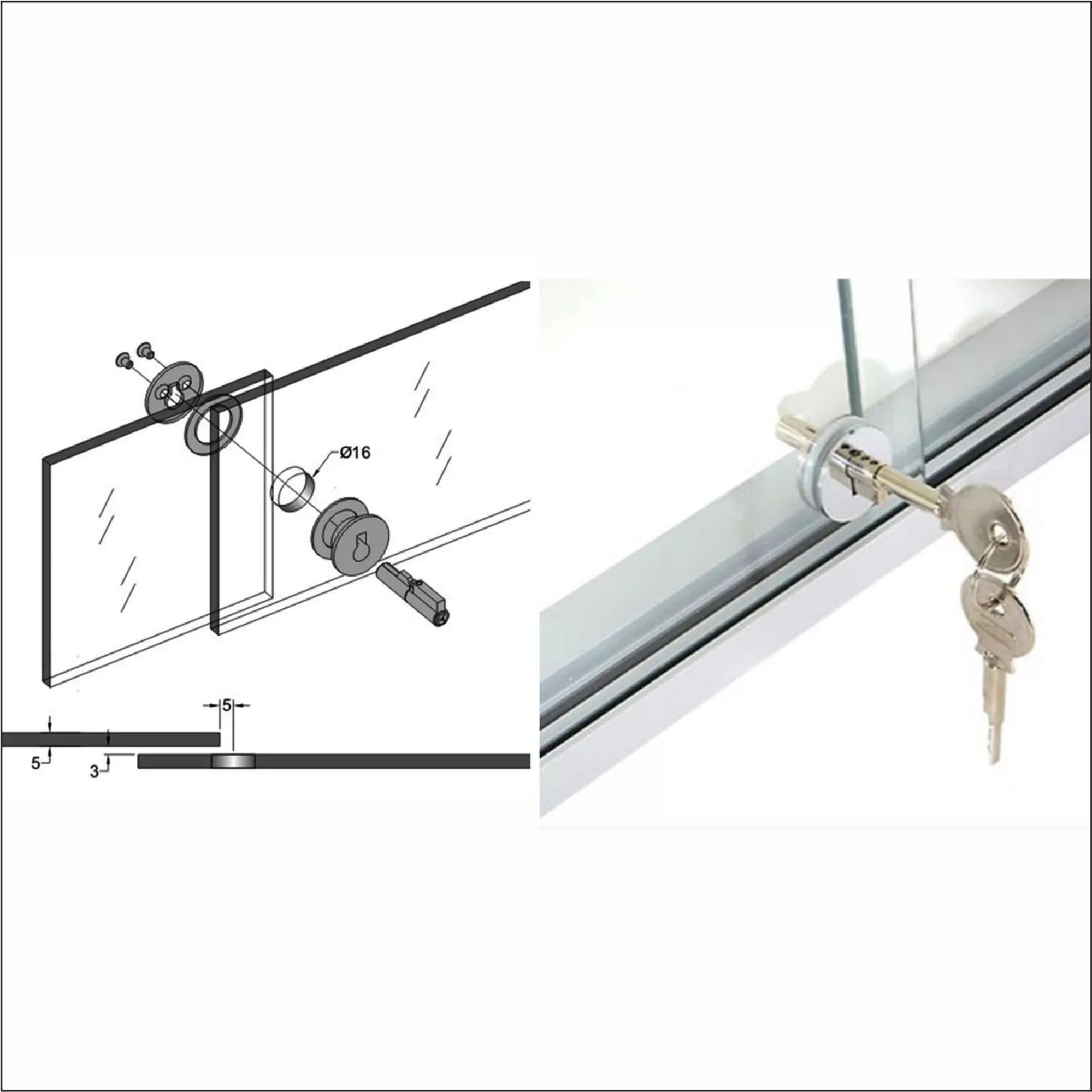 Picture of 1 pis Universal Sliding Glass Security Keyed Lock Drawer Cabinet Door Window Safe Bolt-Silver