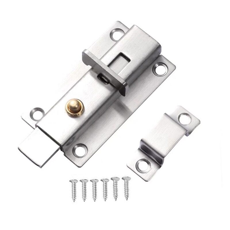 Picture of 4 Inch Stainless Steel Buckle Bolt Automatic Spring Latch Bolt Surface Mounted-Silver