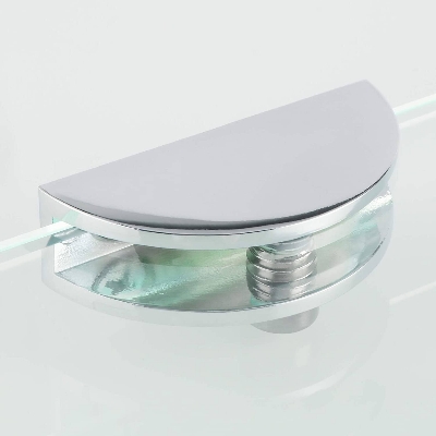Picture of 2 Pcs. D Shape Glass Self Clamp With Fixing Clip For 8 To 10mm Glass-Silver