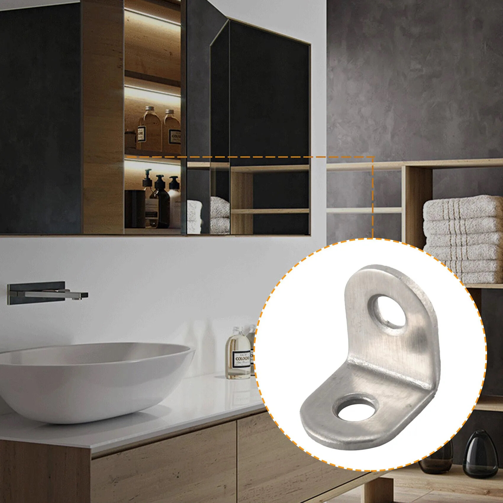 Picture of 4 PCS L Bracket Corner for Wood Furniture Cabinet-Silver