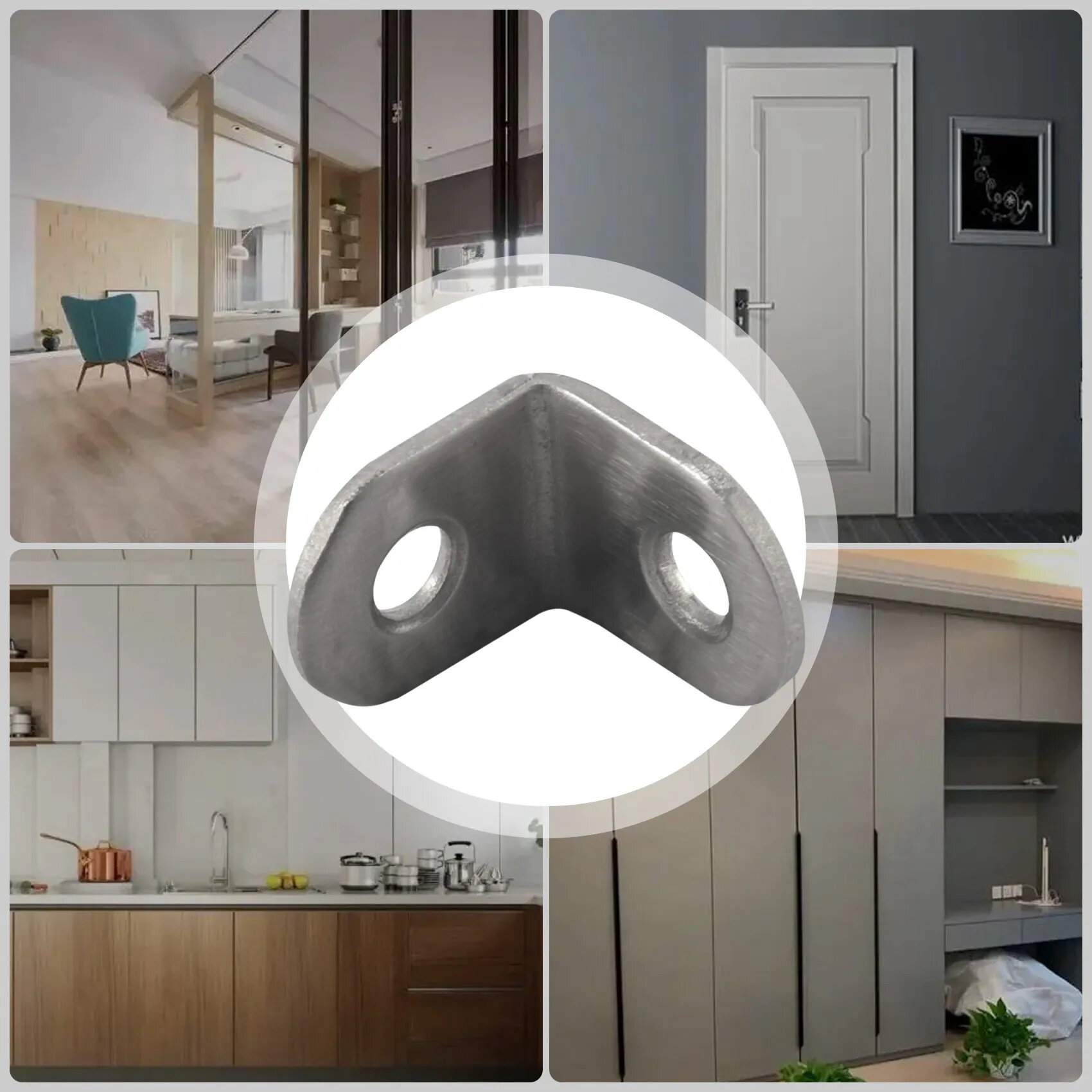 Picture of 4 PCS L Bracket Corner for Wood Furniture Cabinet-Silver