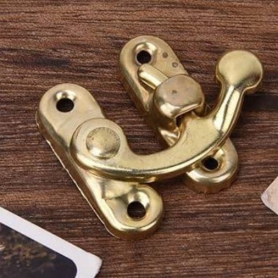 Picture of 4set 23x26mm Gold color Padlock Hasp Hook Lock For Mini Jewelry Wooden Box-Gold