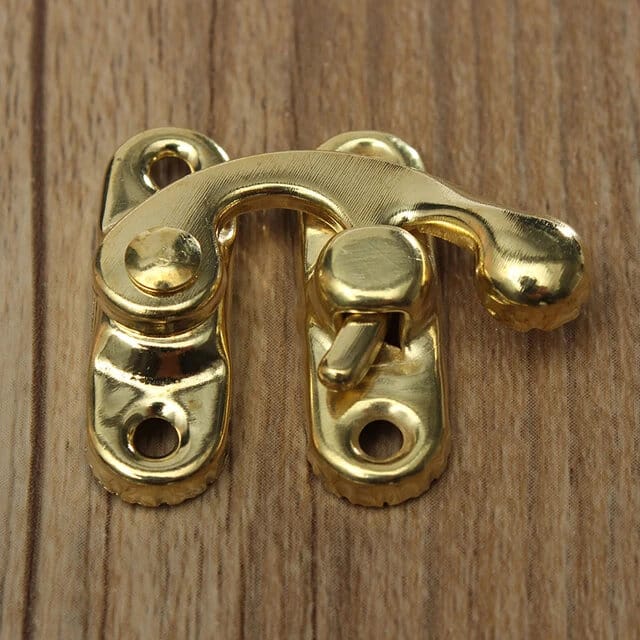 Picture of 4set 23x26mm Gold color Padlock Hasp Hook Lock For Mini Jewelry Wooden Box-Gold