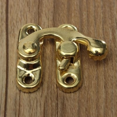 Picture of 4set 23x26mm Gold color Padlock Hasp Hook Lock For Mini Jewelry Wooden Box-Gold