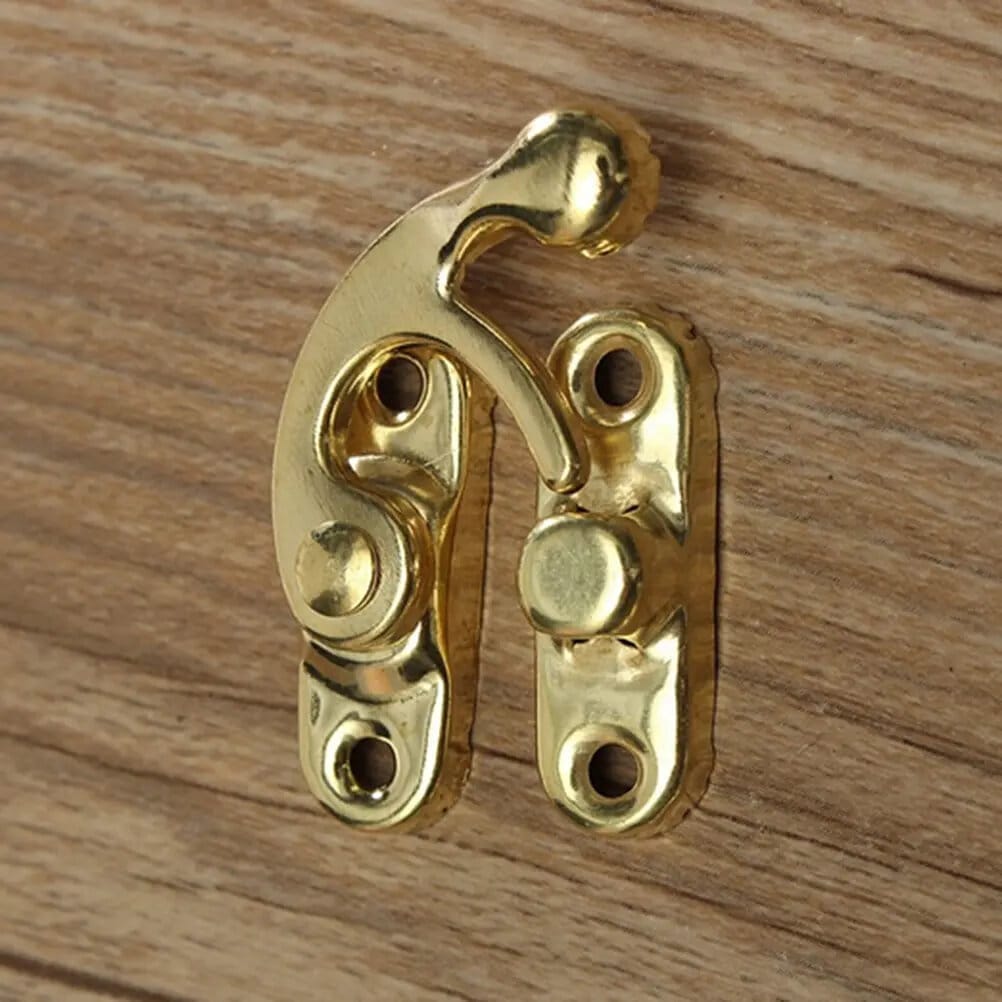 Picture of 4set 23x26mm Gold color Padlock Hasp Hook Lock For Mini Jewelry Wooden Box-Gold