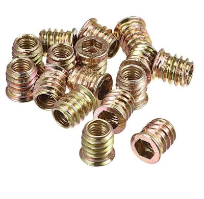 Picture of 50 pcs M6x13mm Threaded Inserts for Wood Hex Socket Drive Furniture Screw-in Nut-Golden