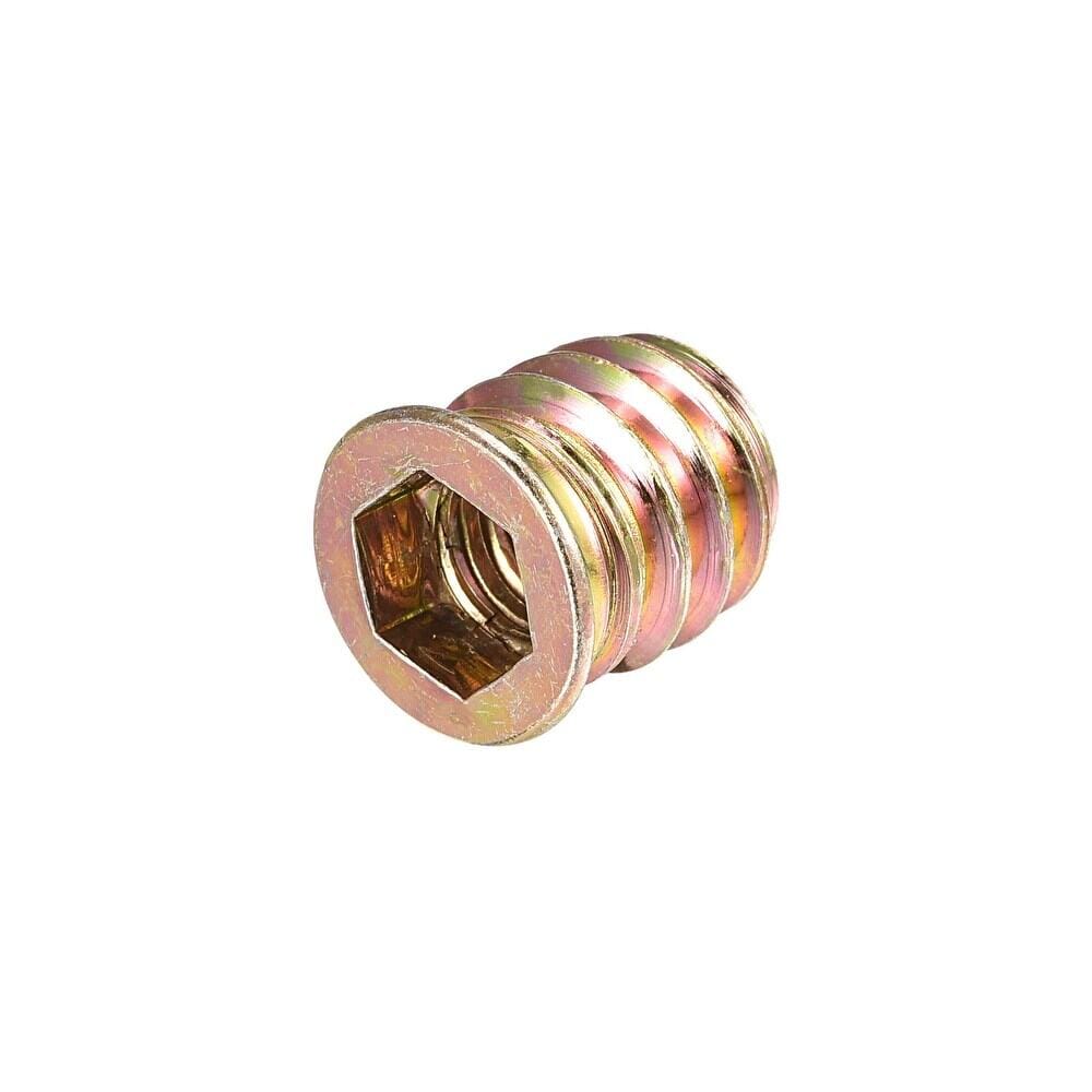 Picture of 50 pcs M6x13mm Threaded Inserts for Wood Hex Socket Drive Furniture Screw-in Nut-Golden