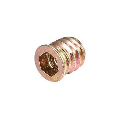 Picture of 50 pcs M6x13mm Threaded Inserts for Wood Hex Socket Drive Furniture Screw-in Nut-Golden
