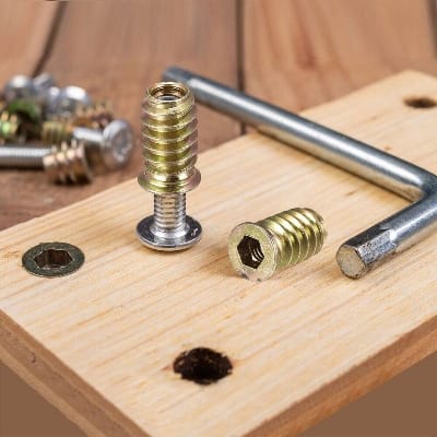 Picture of 50 pcs M6x13mm Threaded Inserts for Wood Hex Socket Drive Furniture Screw-in Nut-Golden