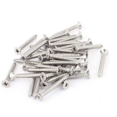 Picture of 15mm (0.63 inch) long MS steel silver color wood screw, counter shrink screw- 50pics-Silver