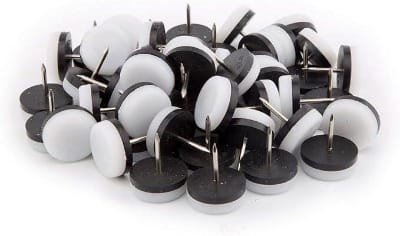 Picture of 12pcs 22mm bangladeshi made Furniture Glide Nail-On Nylon Pad Round Furniture Slides Pads for Chair Leg Feet Table Sofa Stools-White