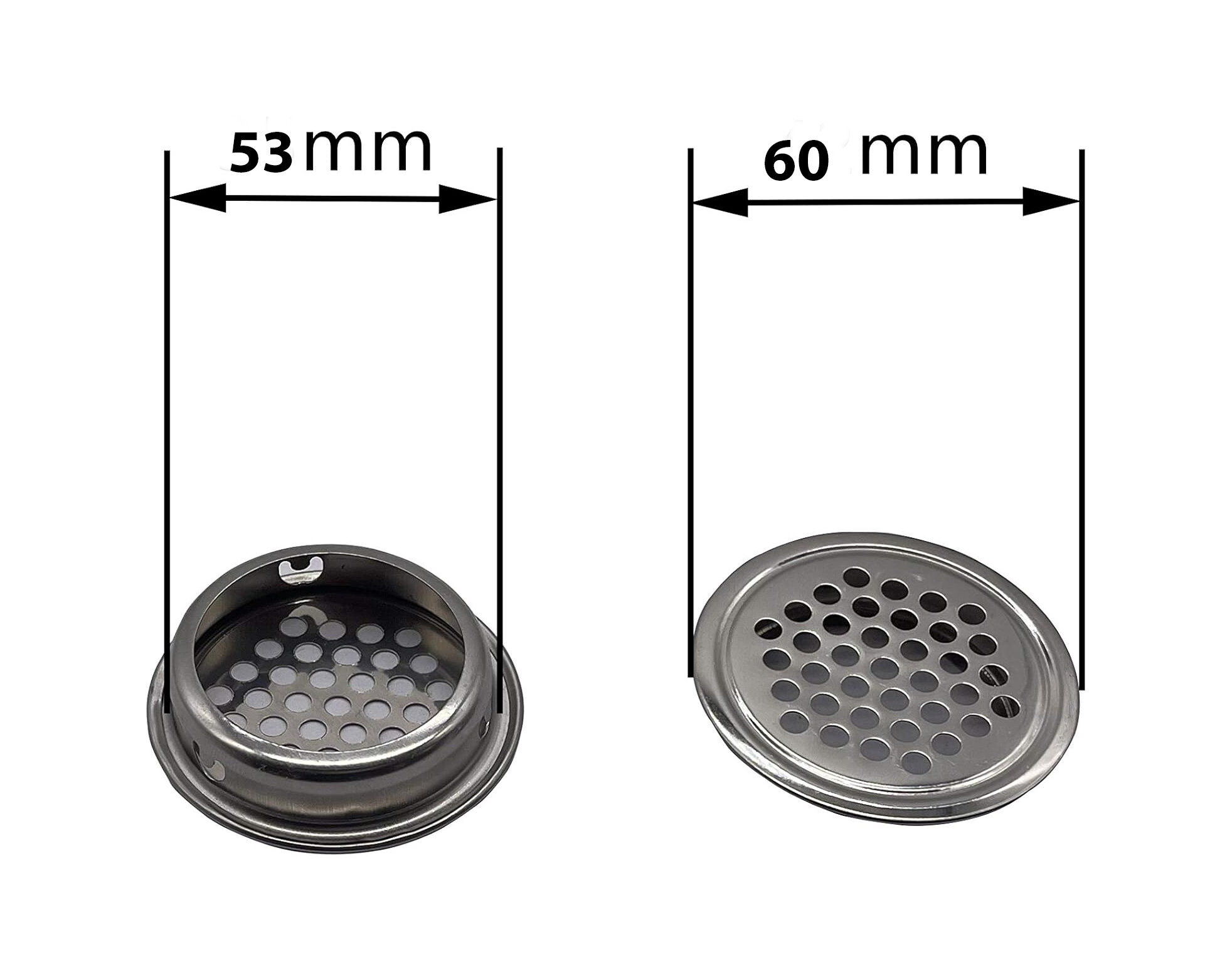 Picture of 2 pcs 60mm Stainless Steel Round Mesh Air Vent Louver Cover for Cupboard Cabinet Kitchen Damp Defense-Silver