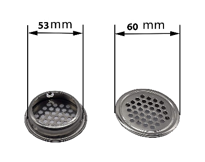 Picture of 2 pcs 60mm Stainless Steel Round Mesh Air Vent Louver Cover for Cupboard Cabinet Kitchen Damp Defense-Silver