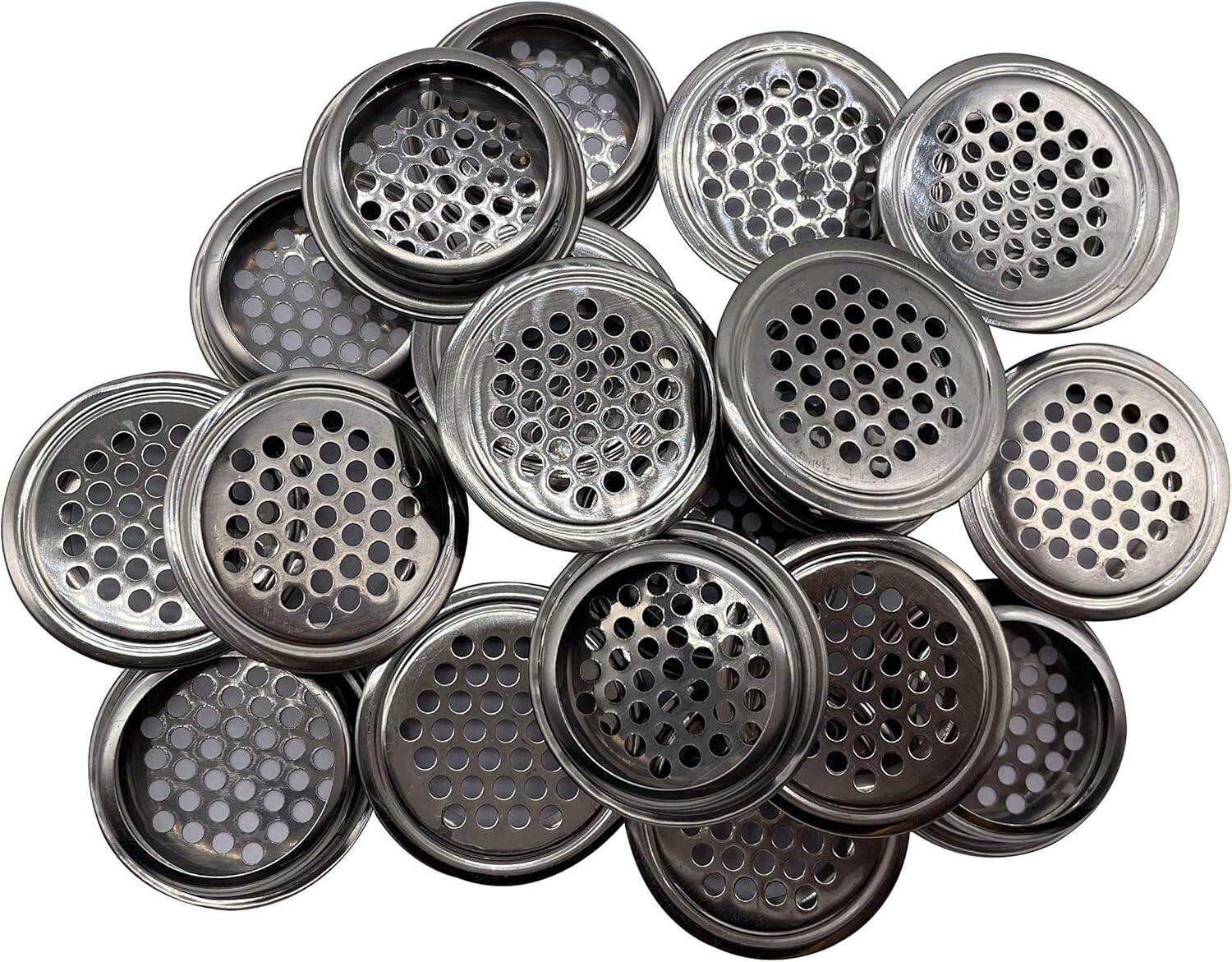 Picture of 2 pcs 60mm Stainless Steel Round Mesh Air Vent Louver Cover for Cupboard Cabinet Kitchen Damp Defense-Silver