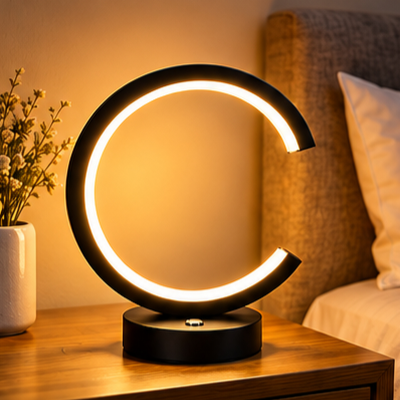Picture of Aesthetic C-Ring LED Table Lamp – USB Powered Warm White Night Light for Bedroom, Study & Living Room Decor
