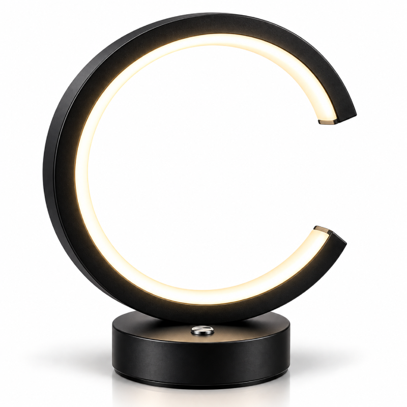 Picture of Aesthetic C-Ring LED Table Lamp – USB Powered Warm White Night Light for Bedroom, Study & Living Room Decor