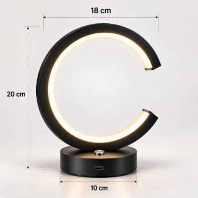 Picture of Aesthetic C-Ring LED Table Lamp – USB Powered Warm White Night Light for Bedroom, Study & Living Room Decor