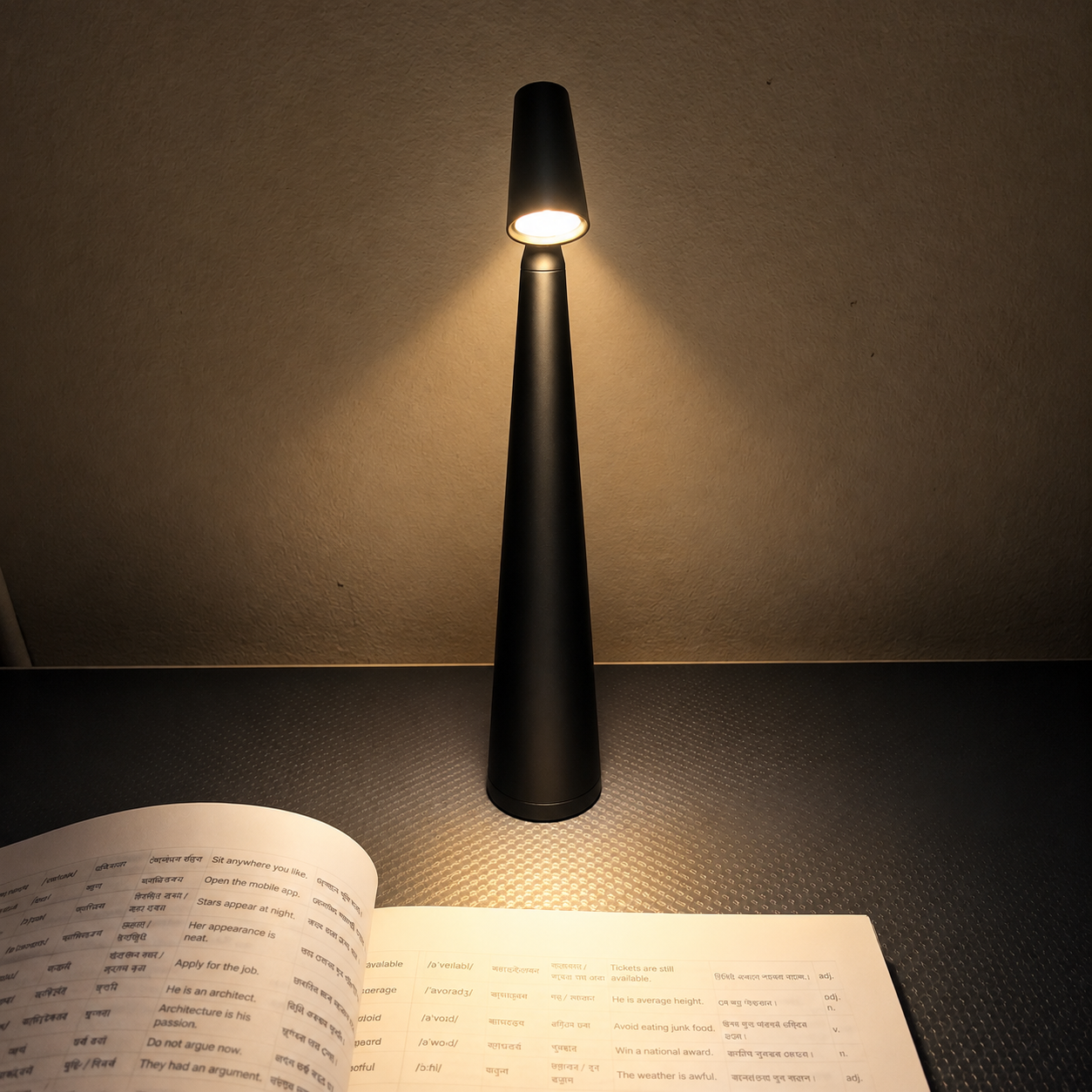 Picture of Minimalist Tall LED Desk Lamp – Rechargeable Touch Control Night Light for Bedroom & Study