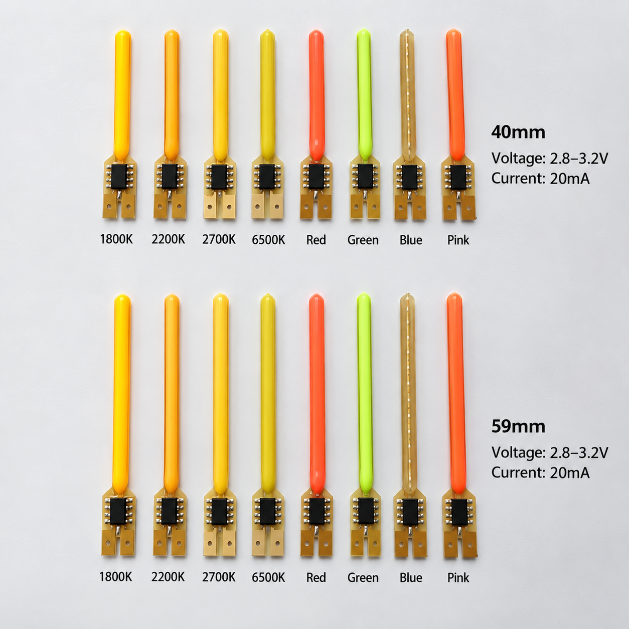 Picture of 59mm 3V LED Meteor Shower Filament – 2/4 Segment Running Water Effect, Horse Running Light, Dynamic String Light Source for ST64 Bulbs