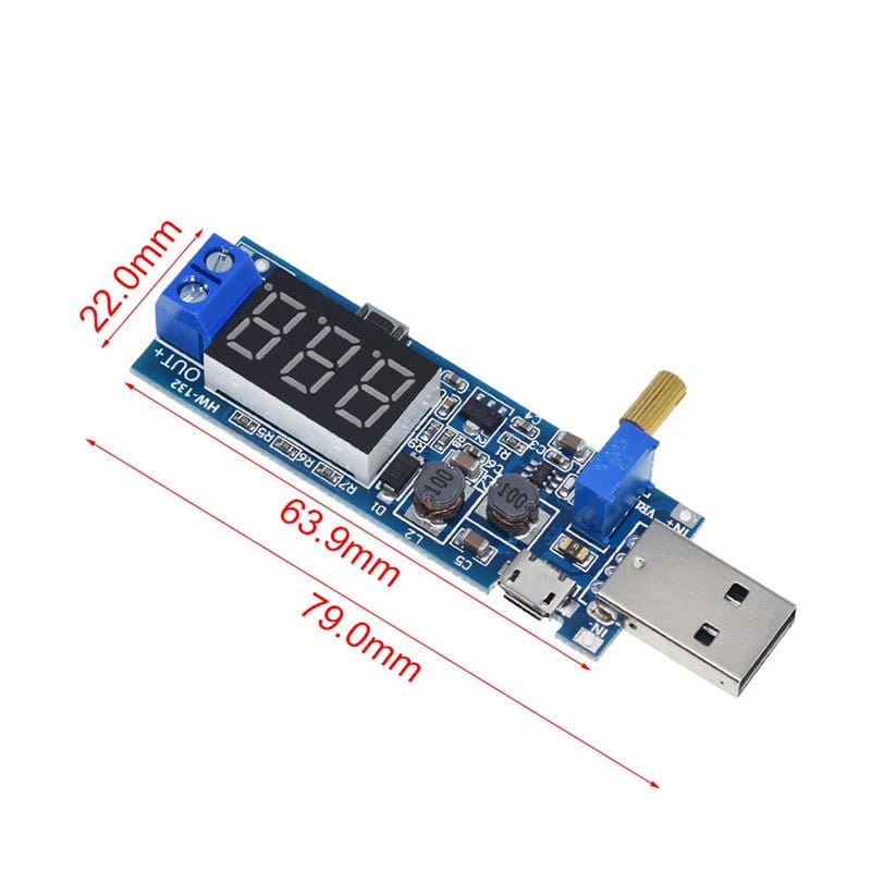Picture of USB DC-DC Boost Buck Converter 5V to 3.3V 9V 12V 24V Adjustable 1.2-24V Power Supply Module with LED Display