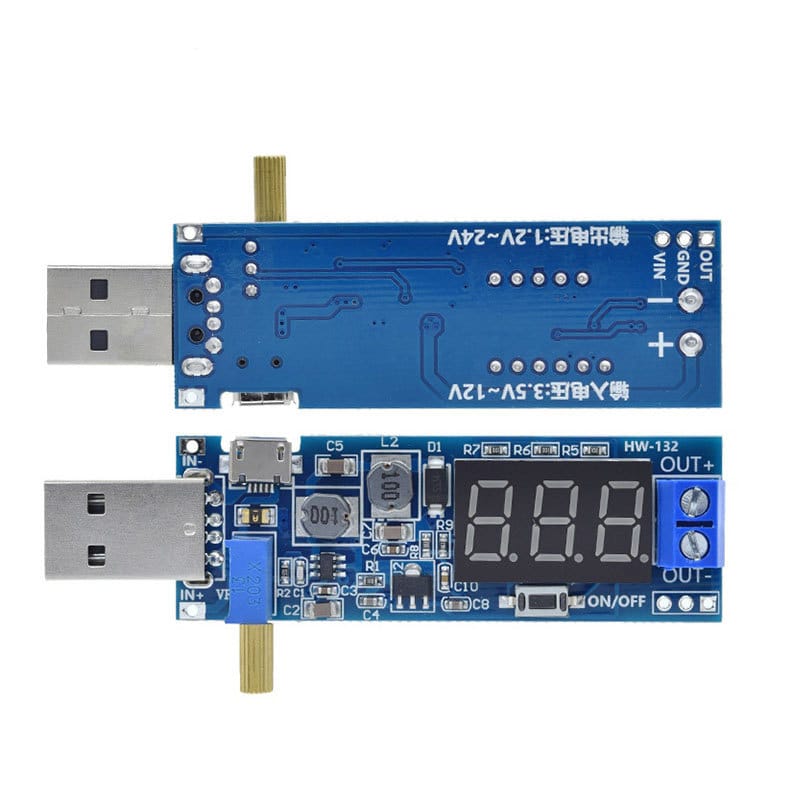 Picture of USB DC-DC Boost Buck Converter 5V to 3.3V 9V 12V 24V Adjustable 1.2-24V Power Supply Module with LED Display