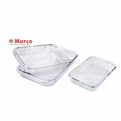 Picture of Marco Brand rectangular Ovenproof Glass Serving Dish transparent 3pieces 2.0liter 1.5liter 1.0liter 
