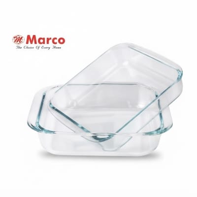 Picture of Marco Brand square Ovenproof Glass Serving Dish transparent 2pieces 2.3liter 1.6liter 