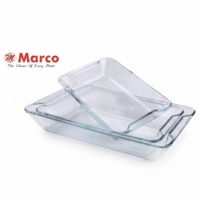 Picture of Marco Brand rectangular Ovenproof Glass Serving Dish transparent 3pieces 2.5liter 1.5liter 1.0liter 