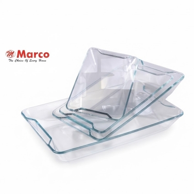 Picture of Marco Brand rectangular Ovenproof Glass Serving Dish transparent 4pieces 3.8liter 2.5liter 1.5liter 1.0liter 