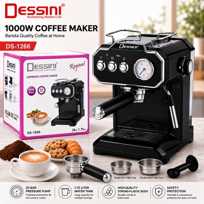 Picture of Dessini Brand Espresso Coffee Machine 1.75 Liter with 20 bar pressure capacity Black