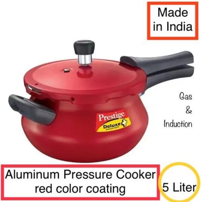 Picture of Prestige Pressure Cooker Red Color with Induction bottom 5 Liter (10796) Red