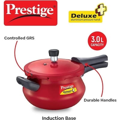Picture of Prestige Pressure Cooker Red Color with Induction bottom 3 Liter (10795) Red