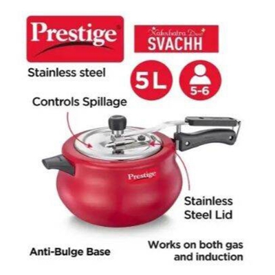 Picture of Prestige Pressure Cooker Red Color with Induction bottom 5 Liter (10753) Red