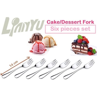 Picture of Stainless Steel Non-Magnetic Dessert Fork 6 Pieces Set (Length 14 Cm) Lianyu Brand - Chopsticks Silver