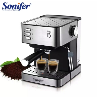 Picture of Espresso Coffee Maker Sonifer SF-3535 Household 15 bar High Pressure Pump Cappuccino Milk Frother Espresso Coffee Maker 1.6 liter capacity Silver