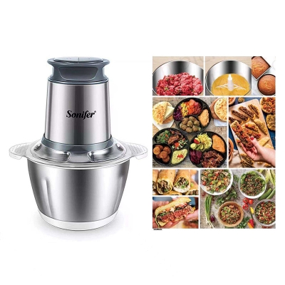 Picture of Sonifer SF-8058 Kitchen 300w Copper Motor 1.8 Liter Stainless Steel Bowl Small Electric Meat Grinder Chopper 