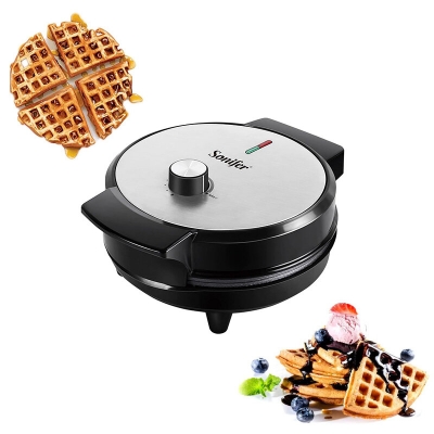 Picture of Sonifer SF-6084 Thermostat Control Round Electric Toaster Large Capacity Waffle Maker 1000 Watts Silver