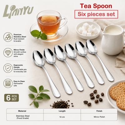 Picture of Stainless Steel Non-magnetic Tea Spoon 6 pieces set (length 13.7 cm) Silver